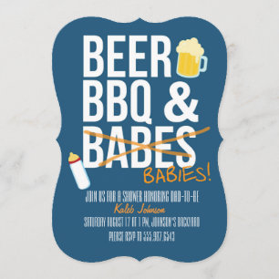 Öl, BBQ och Babes Spädbarn Pappa Barnskor Inbjudan