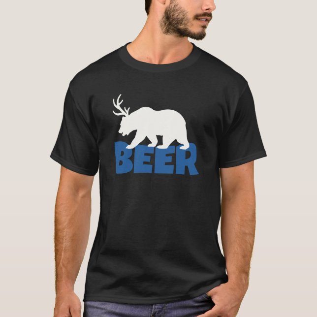 Öl Bear med Antlers T Shirt (Framsida)
