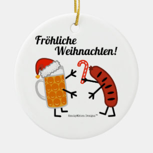 Öl & Bratwurst - Fröhliche Weihnachten! Julgransprydnad Keramik