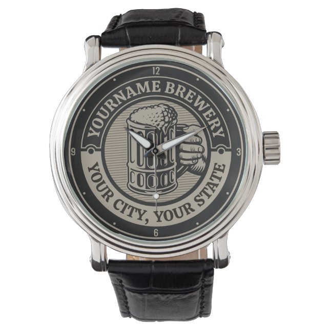 Öl Brewery Big Mugg vid Personlig NAMN Armbandsur (Framsida)