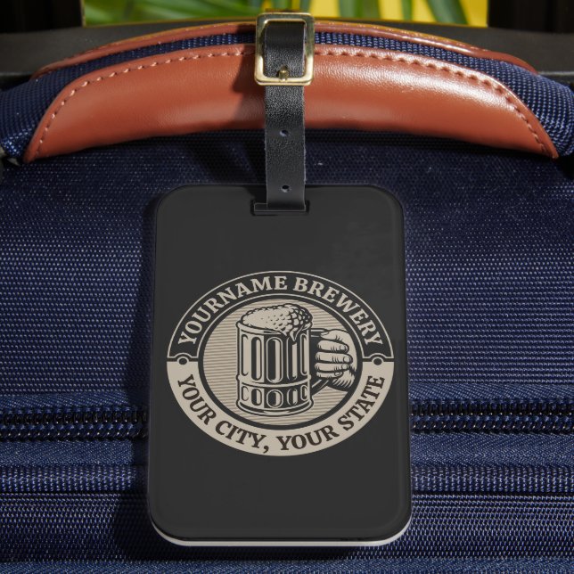 Öl Brewery Big Mugg vid Personlig NAMN Bagagebricka (Framsida Insitu 2)