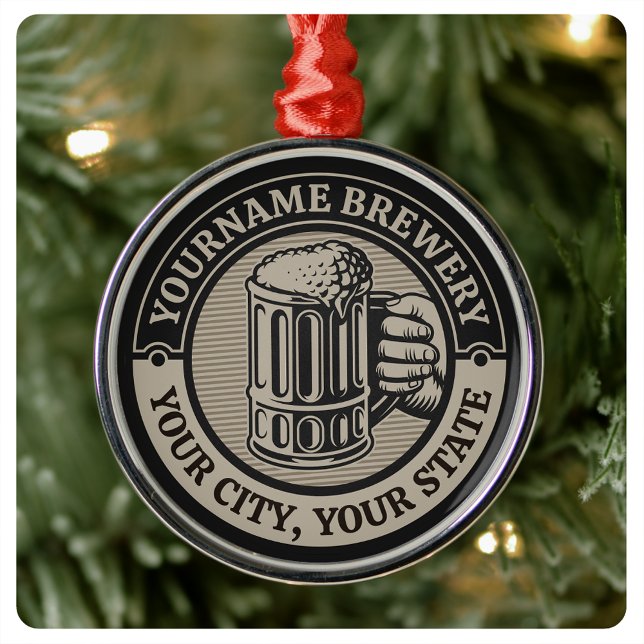 Öl Brewery Big Mugg vid Personlig NAMN Julgransprydnad Metall (Skapare uppladdad)
