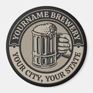Öl Brewery Big Mugg vid Personlig NAMN Magnet