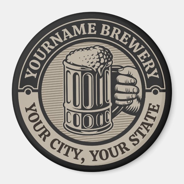 Öl Brewery Big Mugg vid Personlig NAMN Magnet (Framsidan)