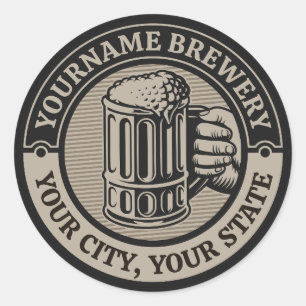 Öl Brewery Big Mugg vid Personlig NAMN Runt Klistermärke