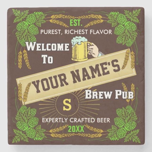 Öl Brewpub Skutt / Barley Välkommen:
Personlig Underlägg Sten (Framsidan)