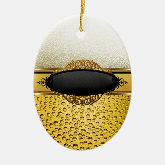 Öl Bubblar Ale Amber Drycker 2 Julgransprydnad Keramik (Framsidan)