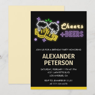 Öl Cheers 27-års födelsedagsinbjudan Män Neon Glow Inbjudningar