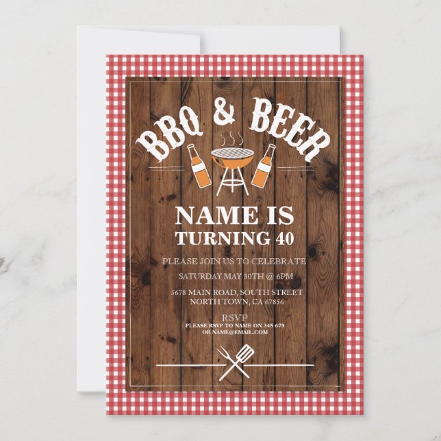 Öl & Cheers BBQ Födelsedagsfest ANY AGE Inbjudan (Framsida)