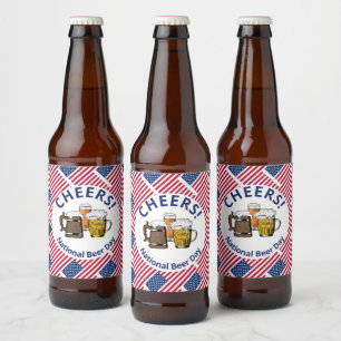 Öl Cheers nationaldag USA flagga Tecknad Ölflaska Etikett
