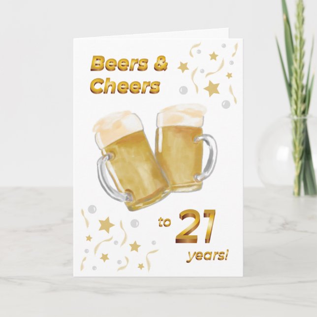 Öl & Cheers tjugoförsta födelsedag Kort (Framsida)
