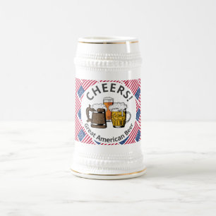 Öl Cheers USA FLAGGA American Customized Tecknad Sejdel