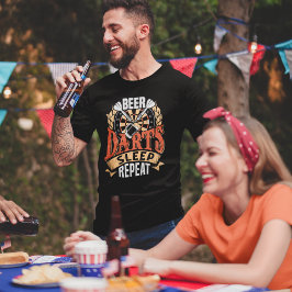 Öl Darts viloläge Upprepa - Pub-gåva hemma T Shirt