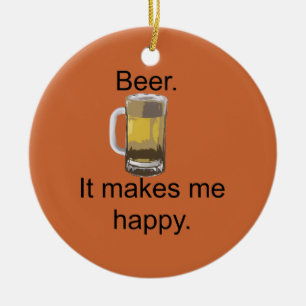 Öl. Den gör mig Happy. Julgransprydnad Keramik