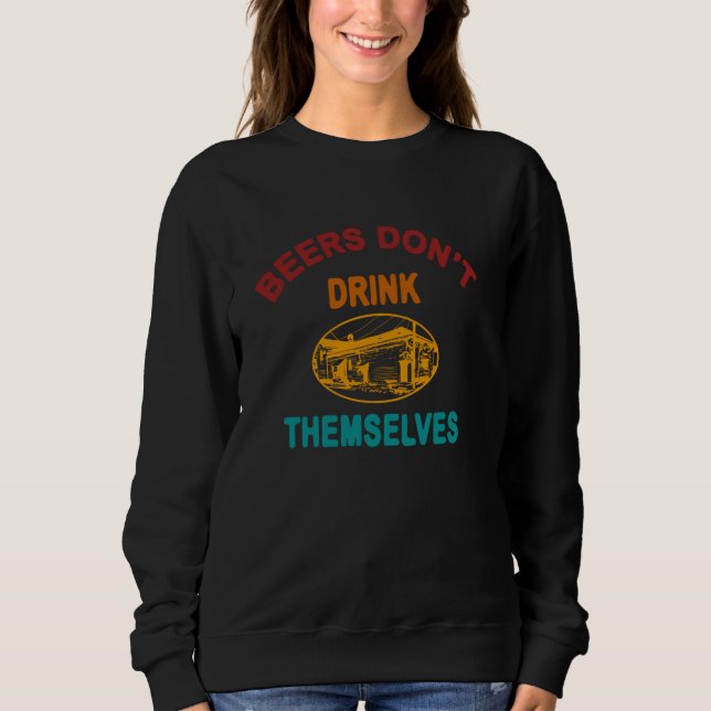 Öl dricker inte sig själva Retro-roligt T Shirt (Framsida)