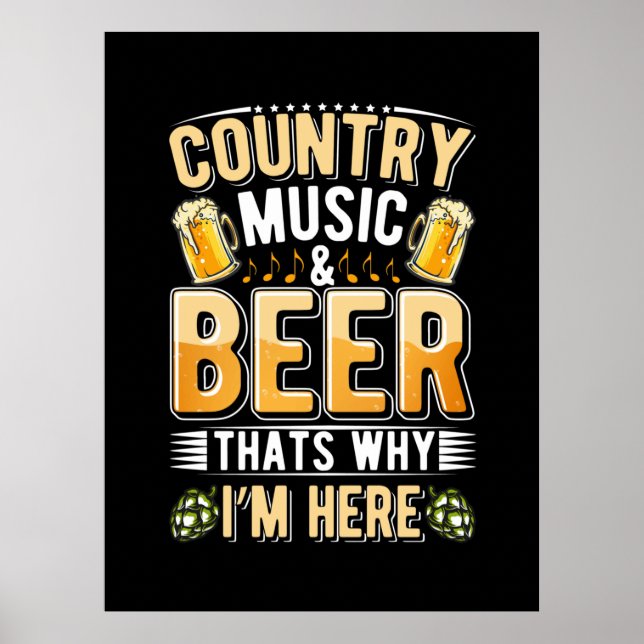 Öl Drinker Land Music Beer Drinking Birthday Poster (Framsidan)