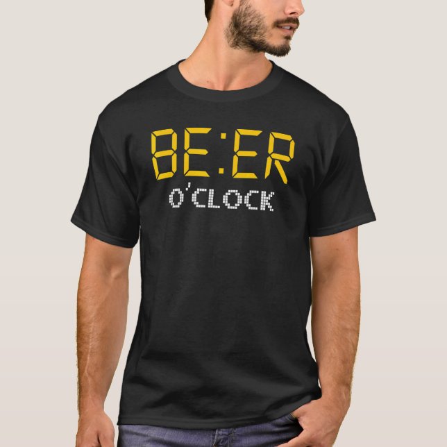 Öl drinkers Beer O'klocka T Shirt (Framsida)
