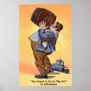 Öl Drinking Man Pub Tavern Vintage Poster