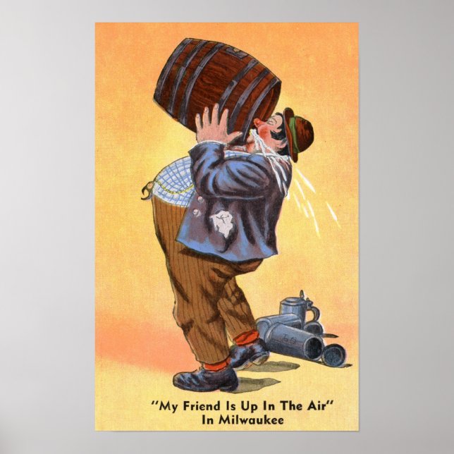 Öl Drinking Man Pub Tavern Vintage Poster (Framsidan)