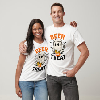 Öl eller godsak Spökmugg T-shirt | Halloween Öl