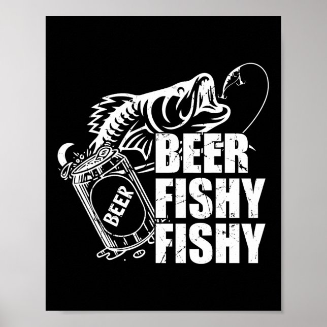 Öl Fiskig Fiskig Rolig Fiske Dricker Födelsedag G Poster (Framsidan)