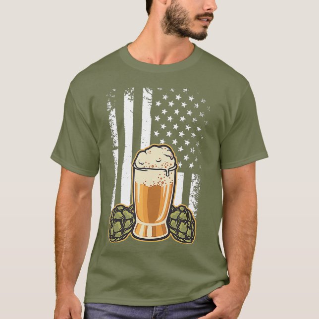 Öl Flagga Craft Beer Gift Beer Drinking Brewery T Shirt (Framsida)