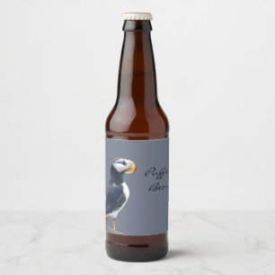 Öl flaska etikett med puffin