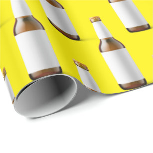Öl flaska på gult presentpapper
