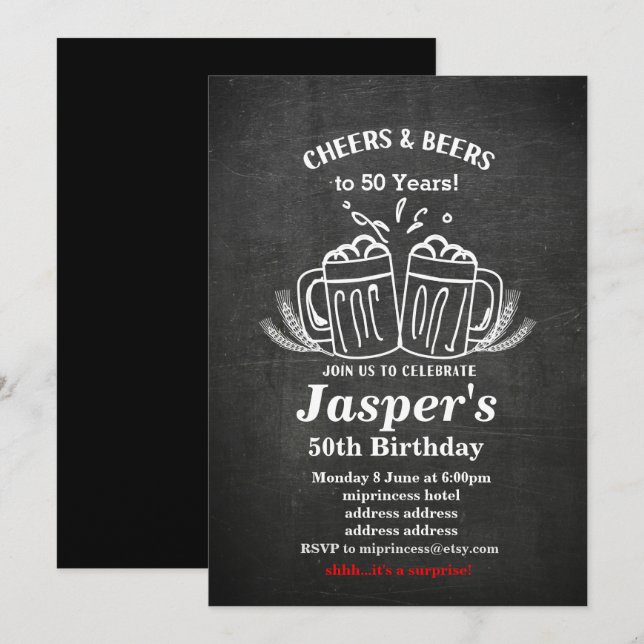 Öl födelsedag, jubla på alla år! inbjudningar (Fram/baksida)