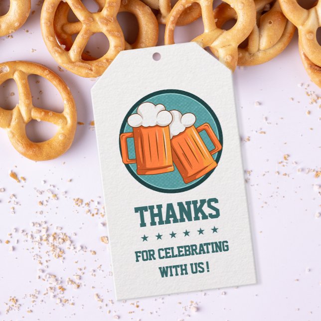 Öl Födelsedags Tacksamhet Presentetikett (Beer themed party guest thank you favor tags.)