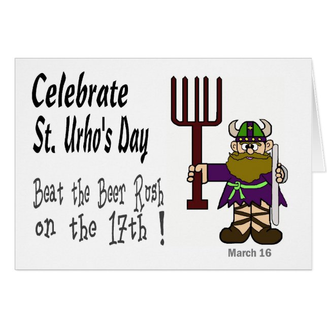 Öl för St. Urho rusar kortet Hälsningskort (Framsidan Horizontal)