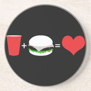 öl + hamburgare = kärlek underlägg sandsten