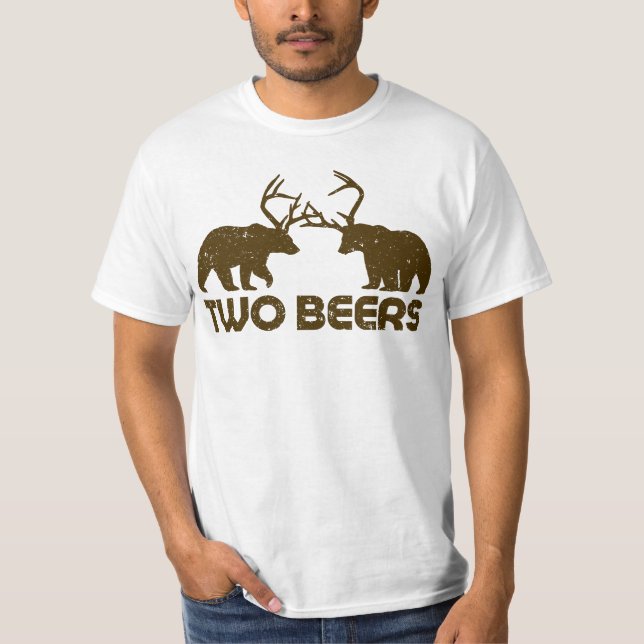 Öl, Hjort, Bear. Lustigt Gift för Beer Älskare. T Shirt (Framsida)