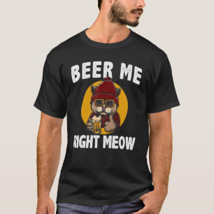 Öl Höger Meow Cat Beer Drinking T Shirt