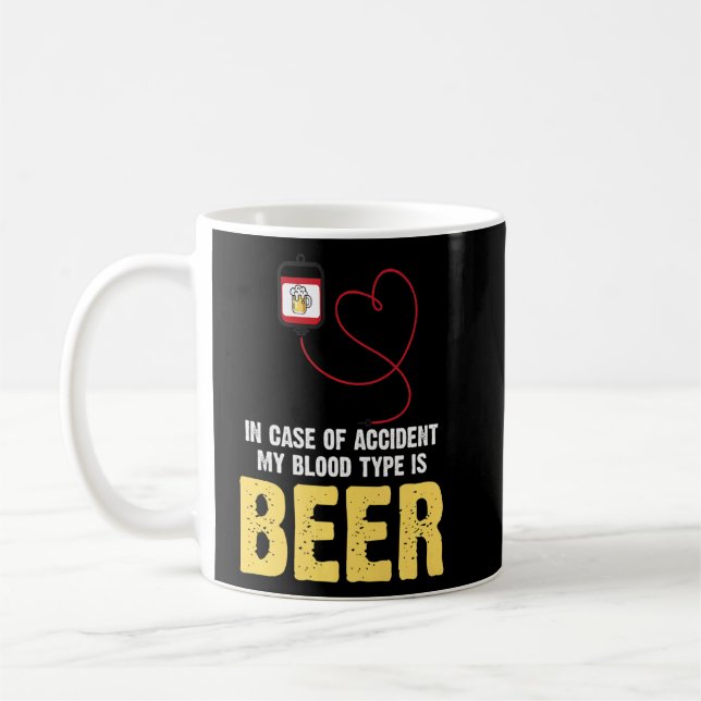 Öl i Fodral av olyckshändelsen Min blodtyp är öl Kaffemugg (Vänster)