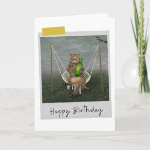 Öl i Garden Cat Funny Birthday Card Kort