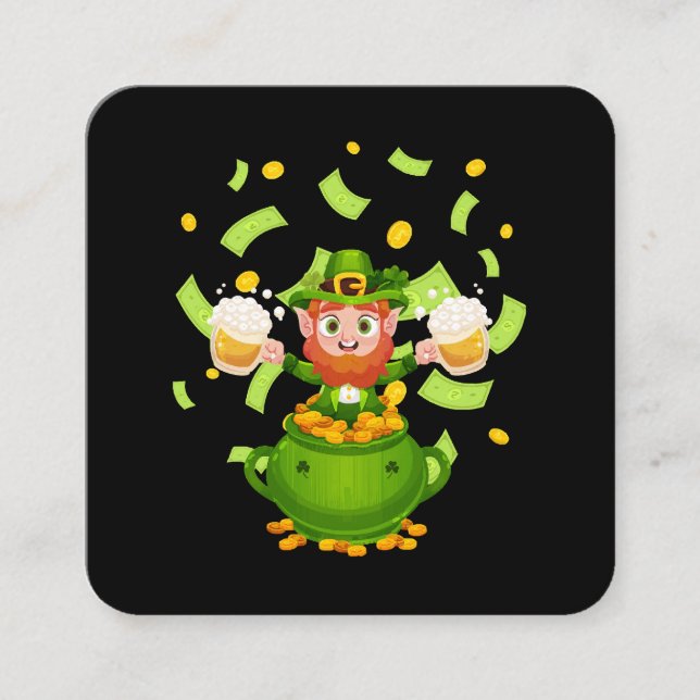 Öl irländsk Leprechaun Saint Patrick's Day Fyrkantigt Visitkort (Framsida)