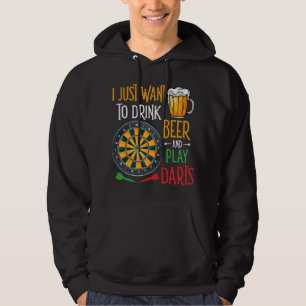 Öl, jag vill bara dricka öl och spela Darts Funn Hoodie