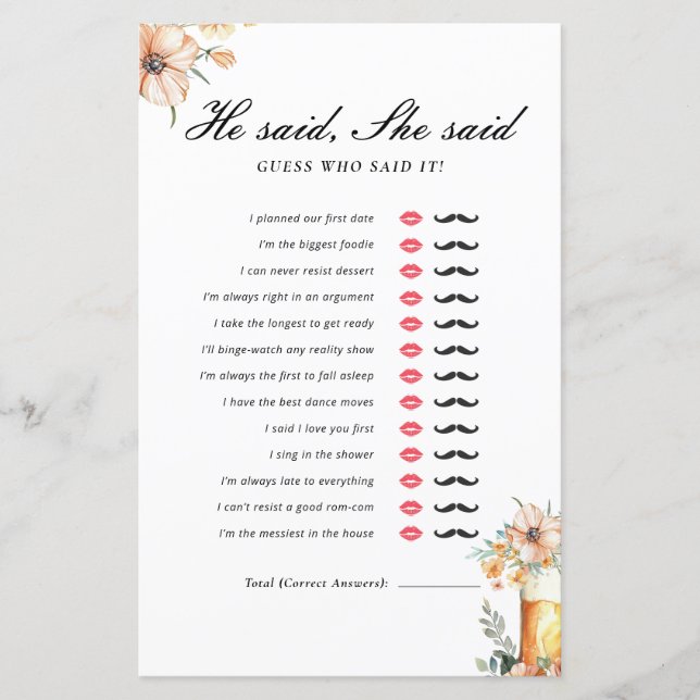 Öl kärlek bryggs Han sa hon sa bröllopsspel (Framsida)