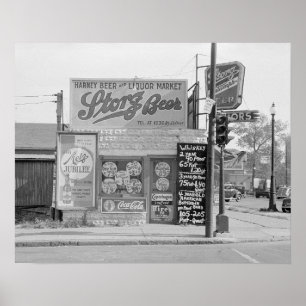 Öl & Liquor Market, 1938. Vintage Photo Poster