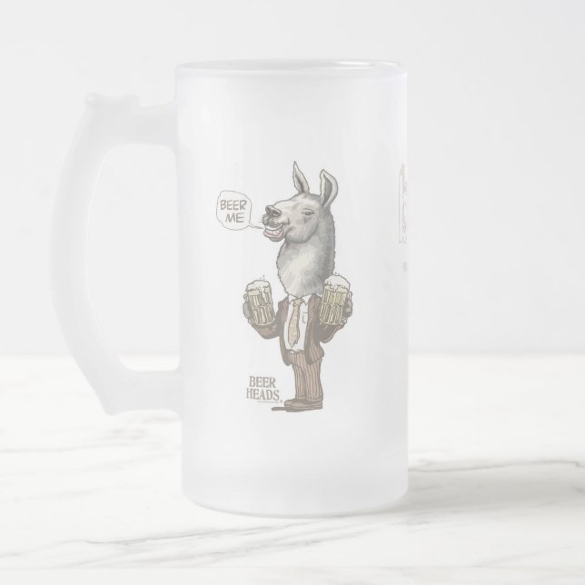 Öl mig Llama vid Mudge studior Frostat Ölglas (Vänster)