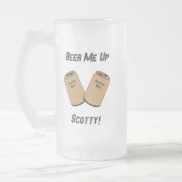 Öl mig på Scotty! Bröllop Groomsman Pub Novelty Frostat Ölglas