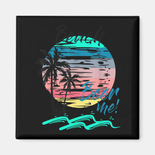 Öl Mig Roligt Drickande Strand Retro Solnedgång Pa Magnet