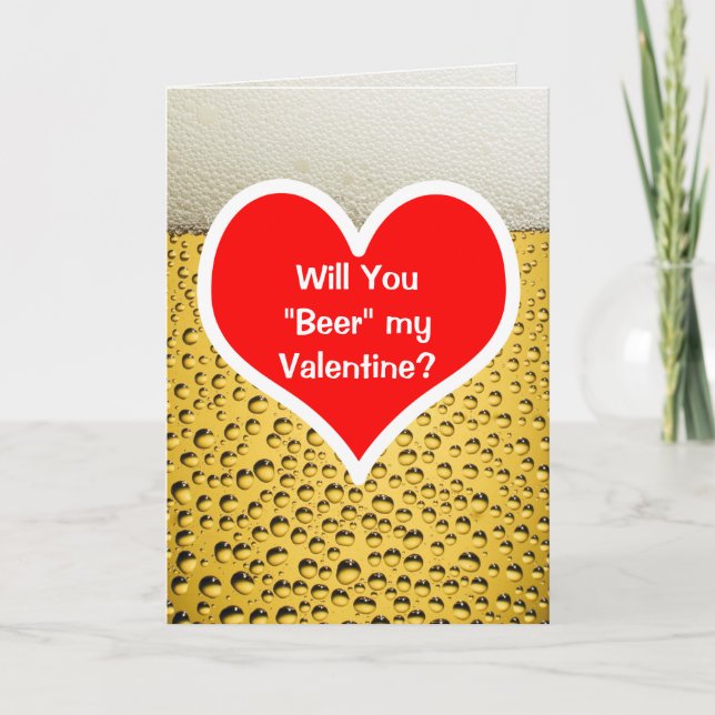 "Öl" Mitt Valentine Beer Glass Helgkort (Framsida)