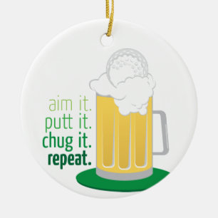 Öl Mugg och Golf Julgransprydnad Keramik