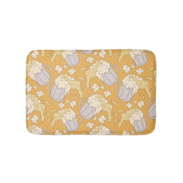Öl Mugg Tecknad: Vintage sömlös. Badrumsmatta (Framsidan)