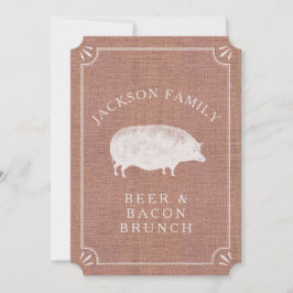 Öl och Bacon Brunch Vintage Gris Land Rustic Inbjudningar