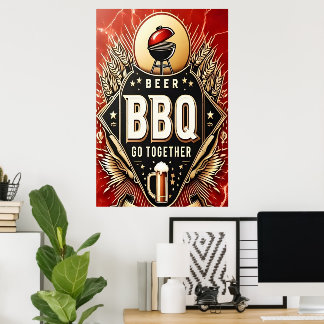 Öl och BBQ Gå samman Poster