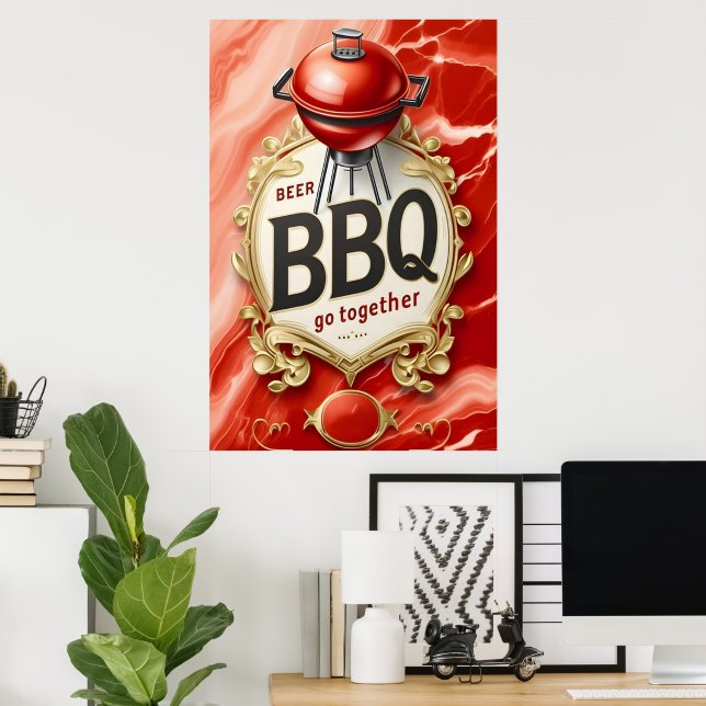 Öl och BBQ Gå samman Poster (Hemmakontoret)