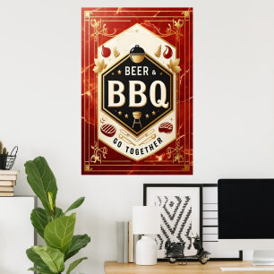 Öl och BBQ Gå samman Poster